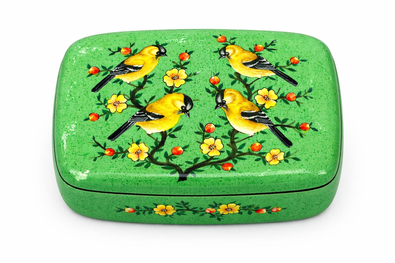 Paper mache box ,Wooden jewellery box, handmade trinket box, antique jewellery box with birds
